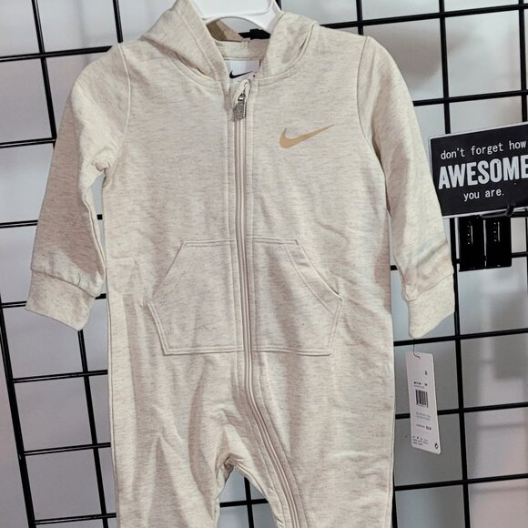 Nike Baby Zip-Up Hoodie Jumpsuit - Cream Color (12 Months) - Picture 1 of 5
